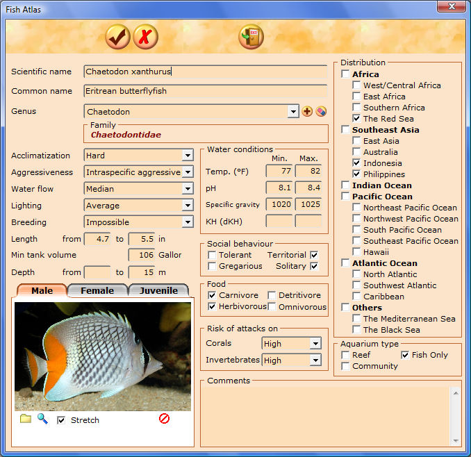 Customize the saltwater fish database