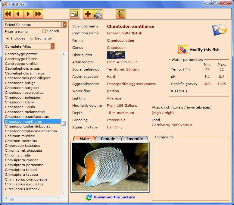 Marine aquarium fish database
